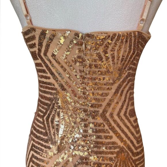 Venus Rose Gold Sequin Party Dress Mini Length Womens Size XS - Picture 6 of 11